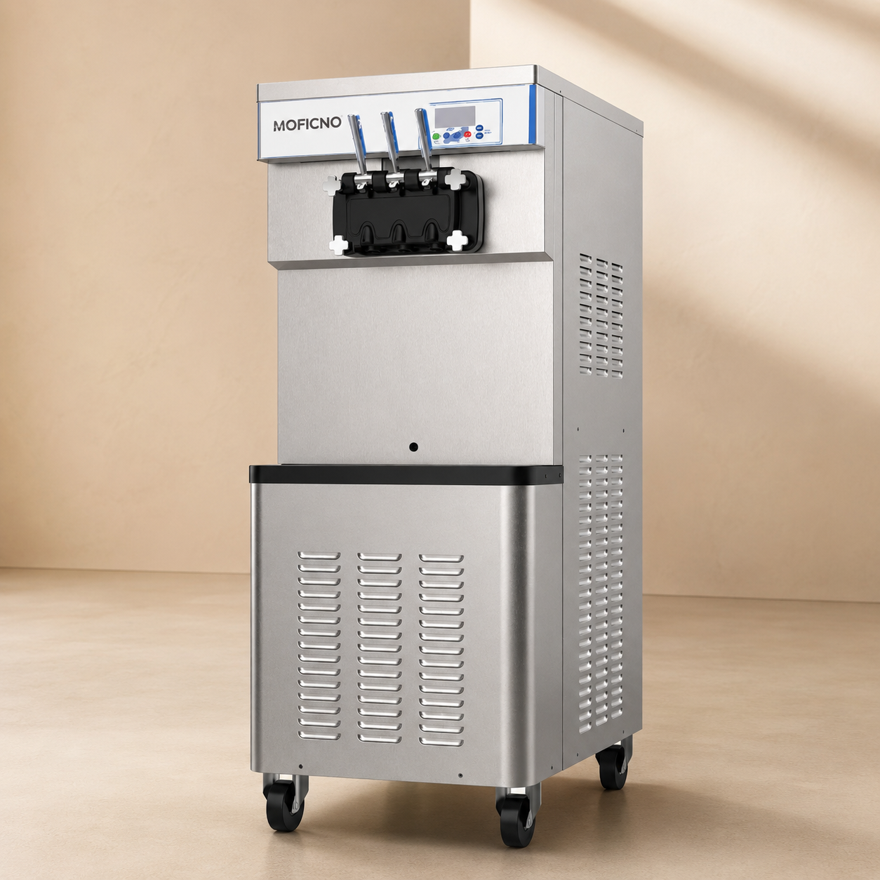 Ice Cream Machine with 3 Flavors Commercial Ice Cream Maker 2500W Compressor Soft Ice Cream Machine with LCD Panel for Restaurants Snack Bar