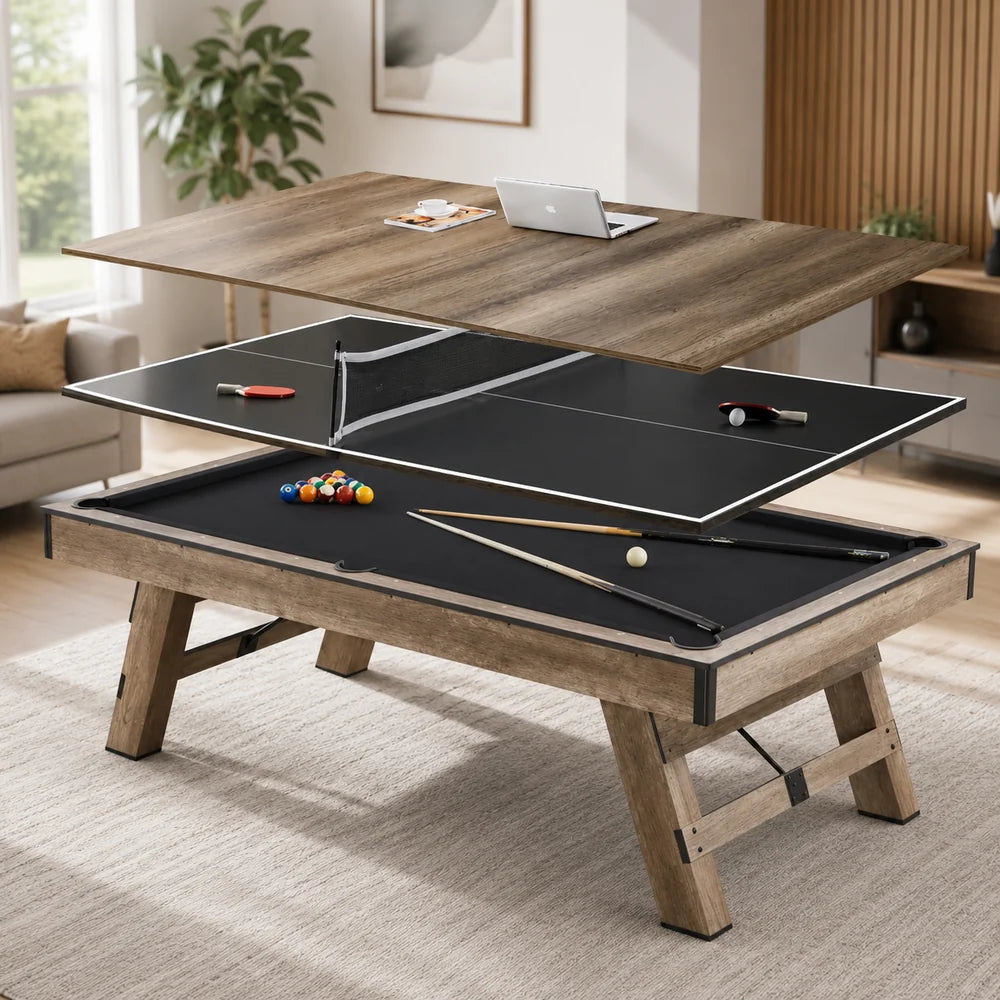 Luxury 3 in 1 Pool table 8ft Plus Household table tennis + Meeting and Dining Table Multi functional