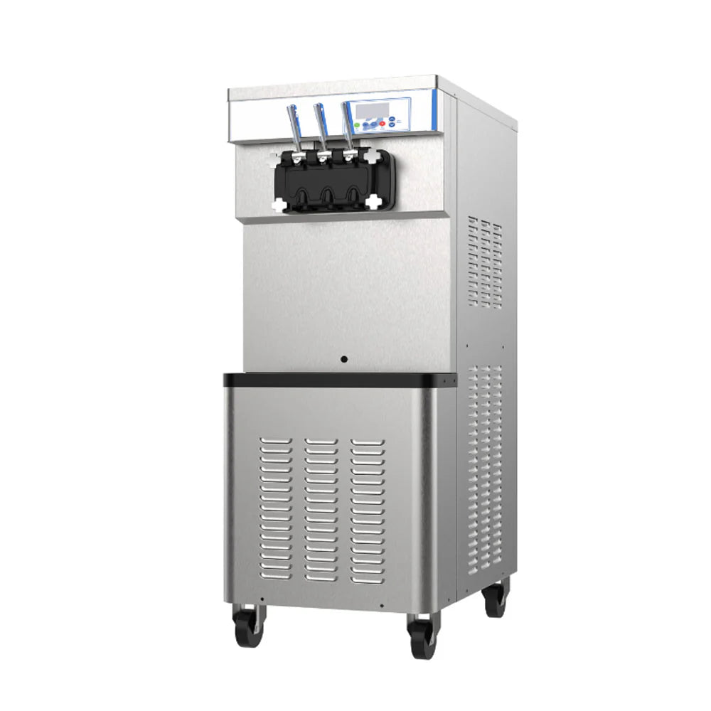 Ice Cream Machine with 3 Flavors Commercial Ice Cream Maker 2500W Compressor Soft Ice Cream Machine with LCD Panel for Restaurants Snack Bar