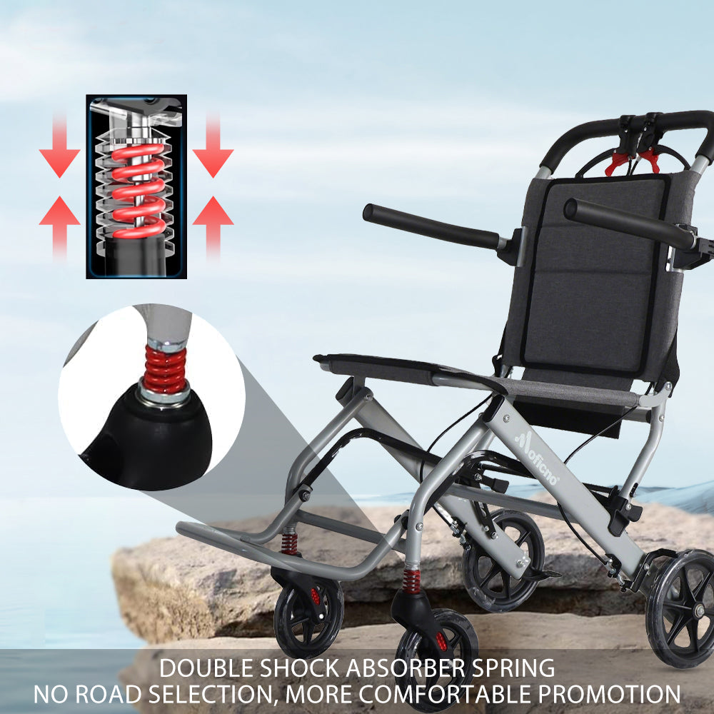 Manual Wheelchair, Lightweight Foldable Transport Wheelchair