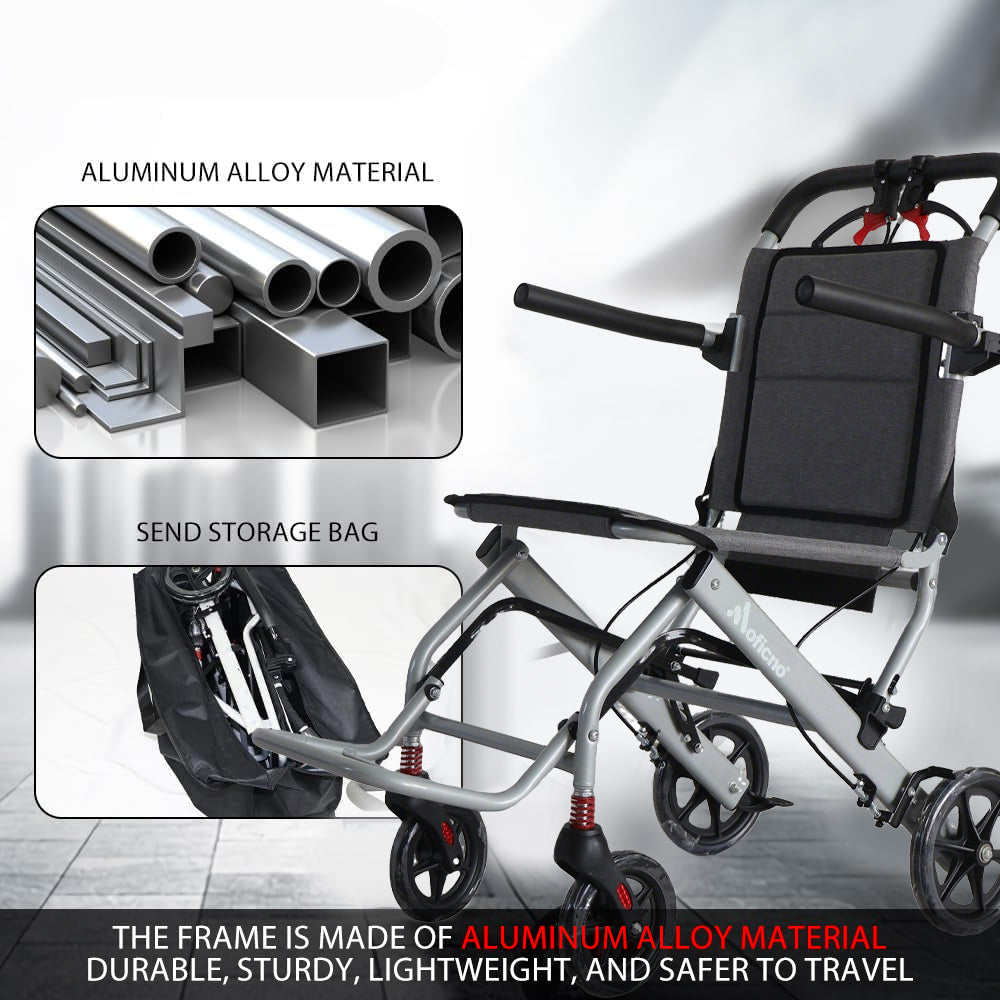 Manual Wheelchair, Lightweight Foldable Transport Wheelchair