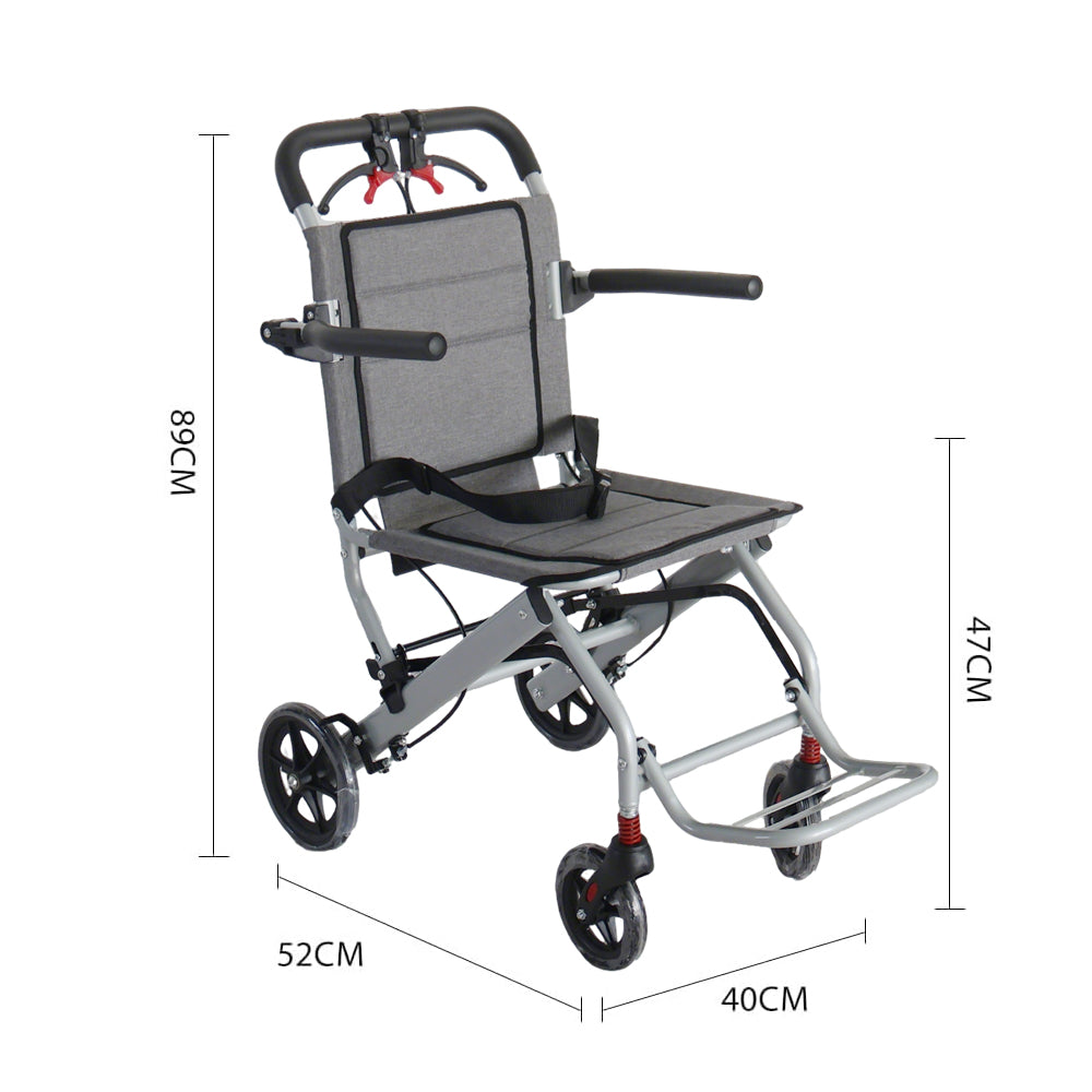 Manual Wheelchair, Lightweight Foldable Transport Wheelchair