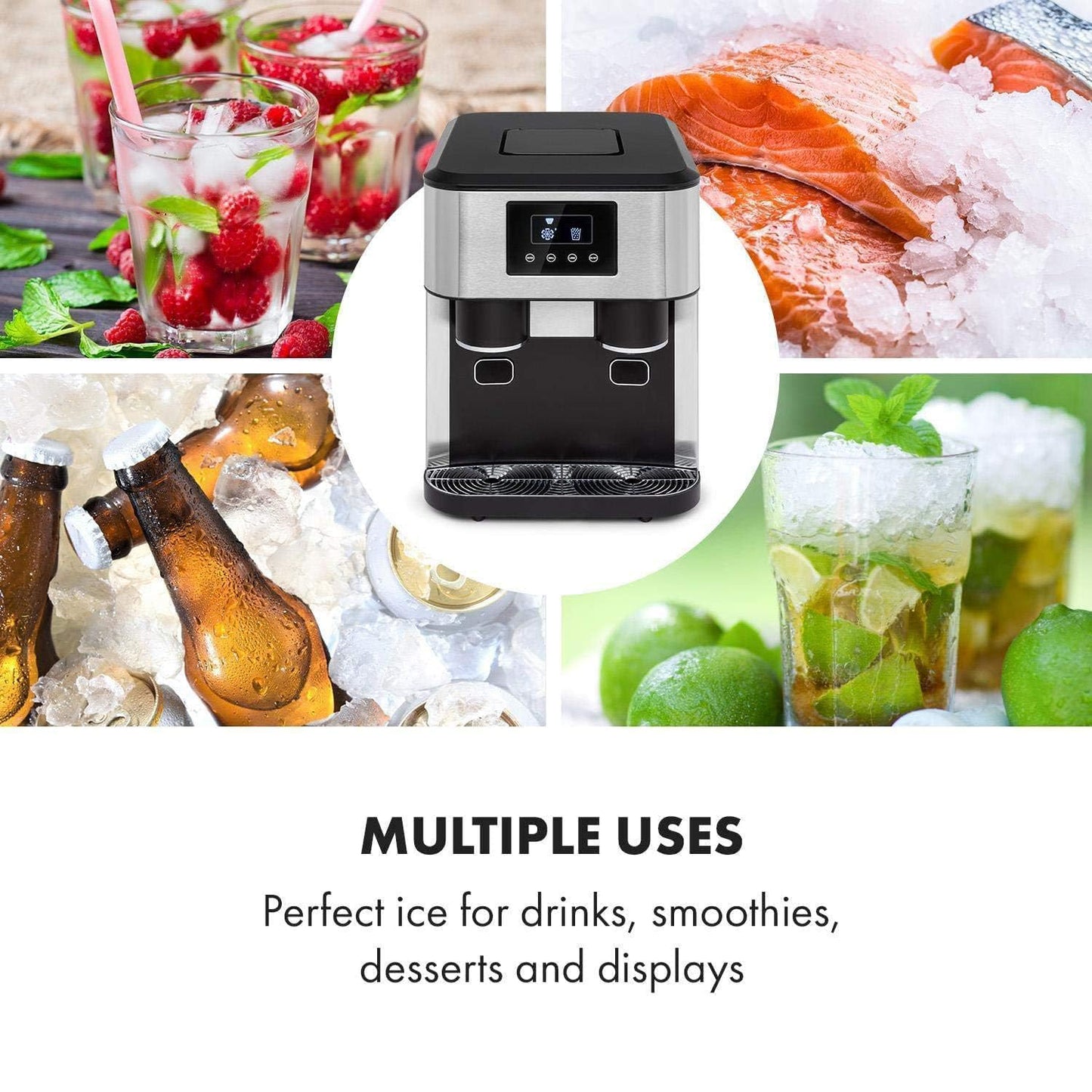 3-in-1 Countertop Ice Maker Machine – Ice Cubes, Crushed Ice & Cold Water Dispenser with Touch LCD