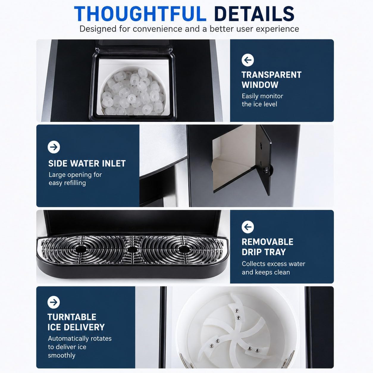 3-in-1 Countertop Ice Maker Machine – Ice Cubes, Crushed Ice & Cold Water Dispenser with Touch LCD