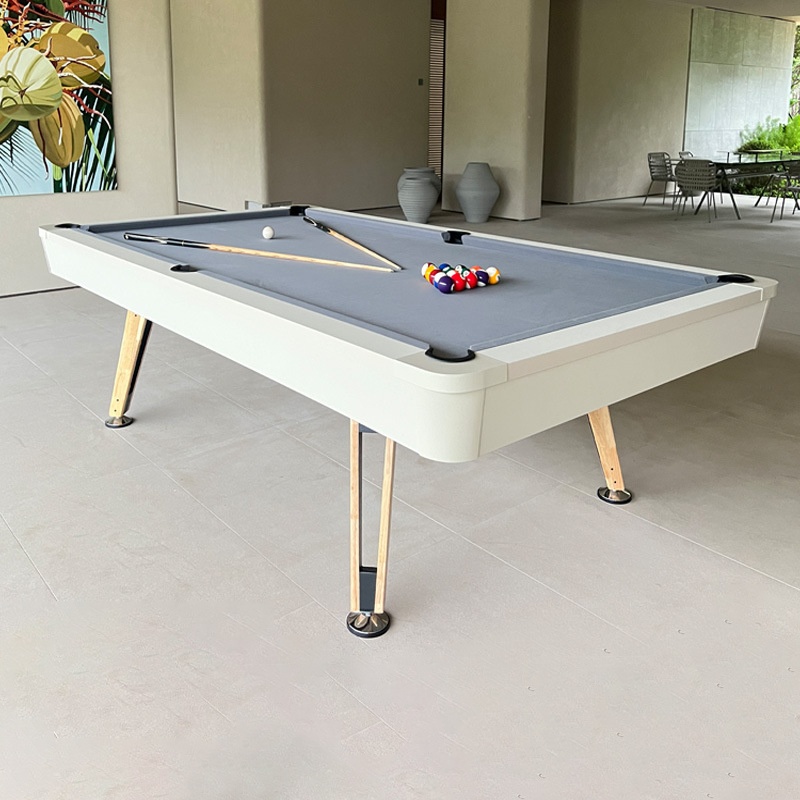 8-ft 3 IN 1 Professional Billiard Pool Tables with Full Accessory Pool Table with Table Tennis Top - White with Grey Felt