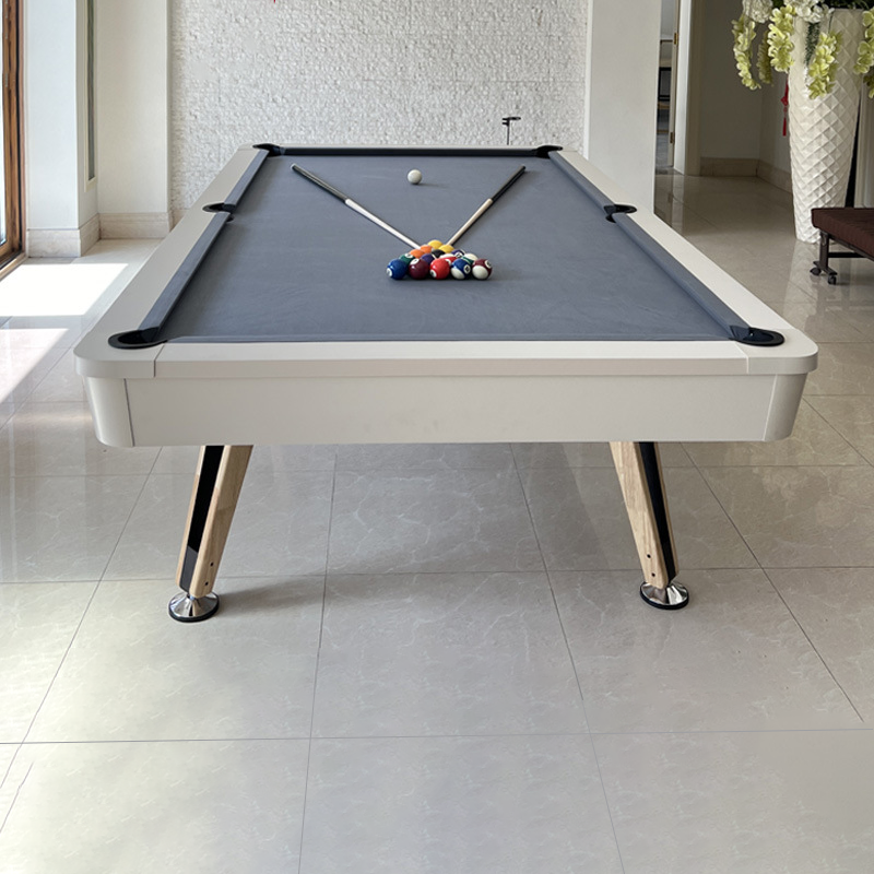 8-ft 3 IN 1 Professional Billiard Pool Tables with Full Accessory Pool Table with Table Tennis Top - White with Grey Felt