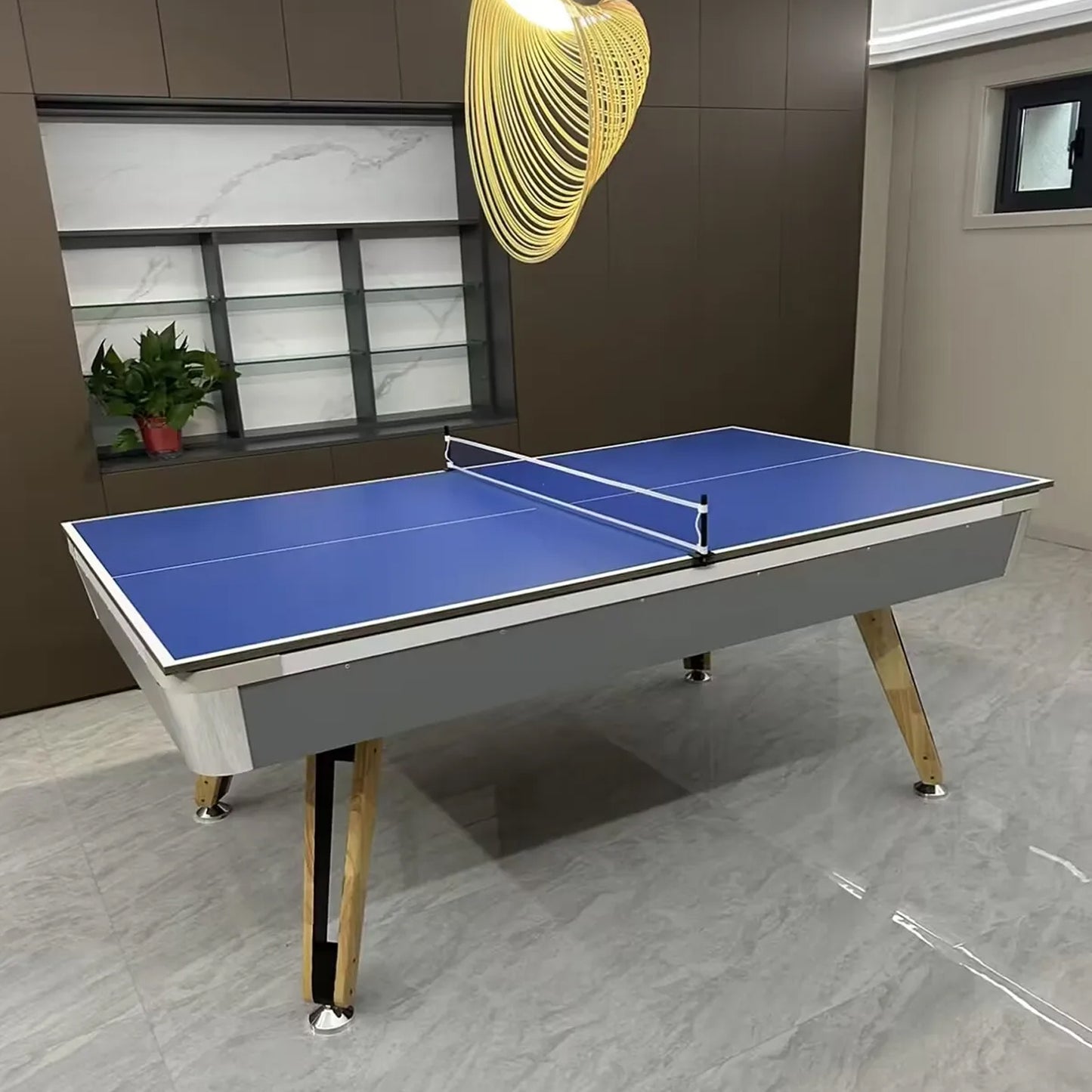 8-ft 3 IN 1 Professional Billiard Pool Tables with Full Accessory Pool Table with Table Tennis Top - White with Grey Felt