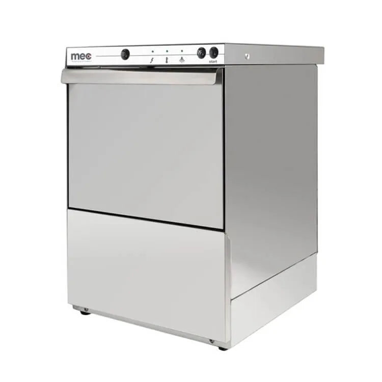 MEC T400 Commercial Glass Dishwasher – 400×400mm Rack, Peristaltic Dosing Pump, AISI 304 Stainless Steel | Made in Italy