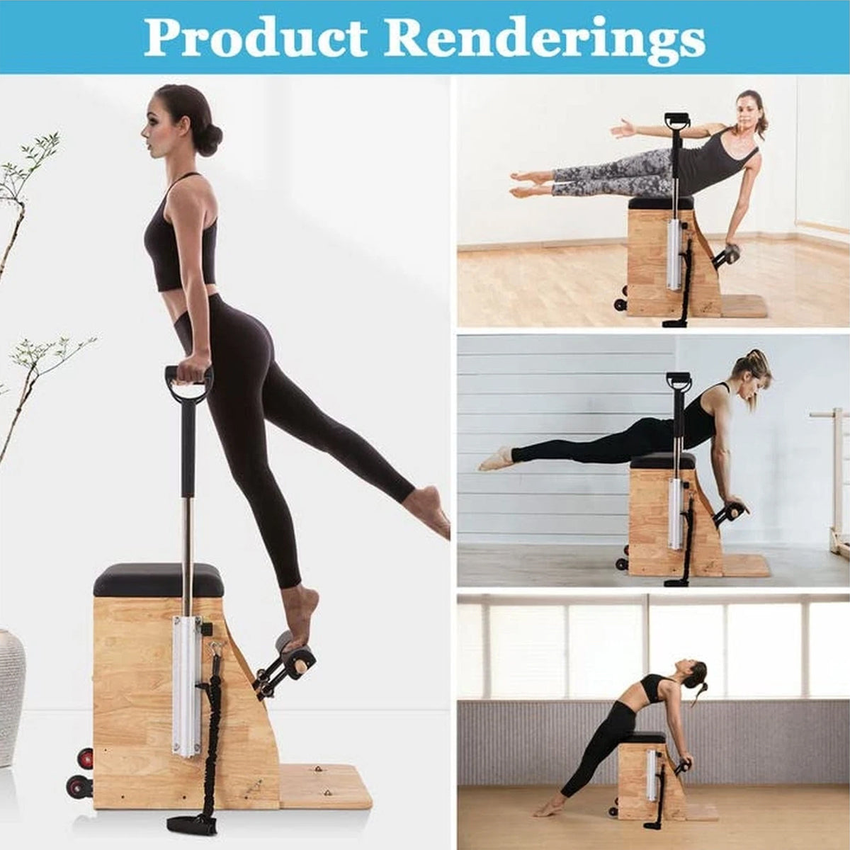 Multi Functional Wunda Chair Pilates Fitness Exercise Durable Oak Equipment Pilates Stability Chair Balance Trainer