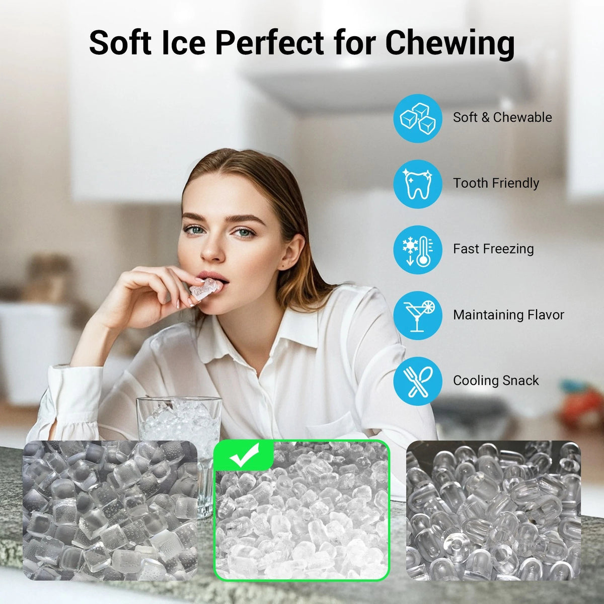 Stainless Steel Self-Cleaning Countertop Ice Maker 38 Lbs 17kg Daily Output Electric for Hotels