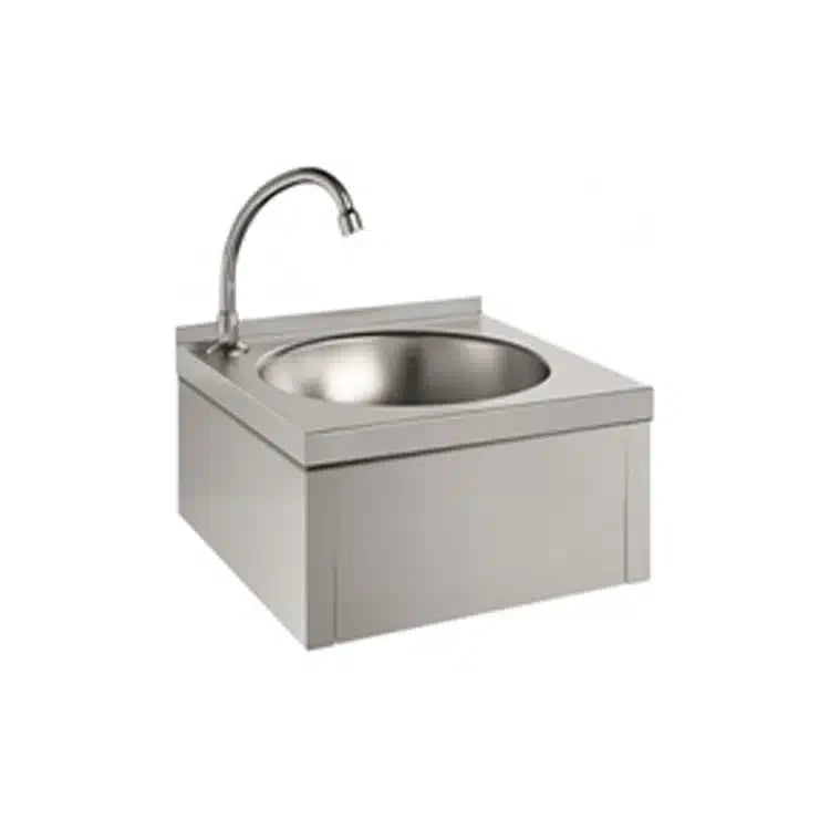 Wall Mounted Knee Operated Hand Wash Sink with Mixer Tap | AISI 304 Stainless Steel 400×400mm | Made in Malaysia