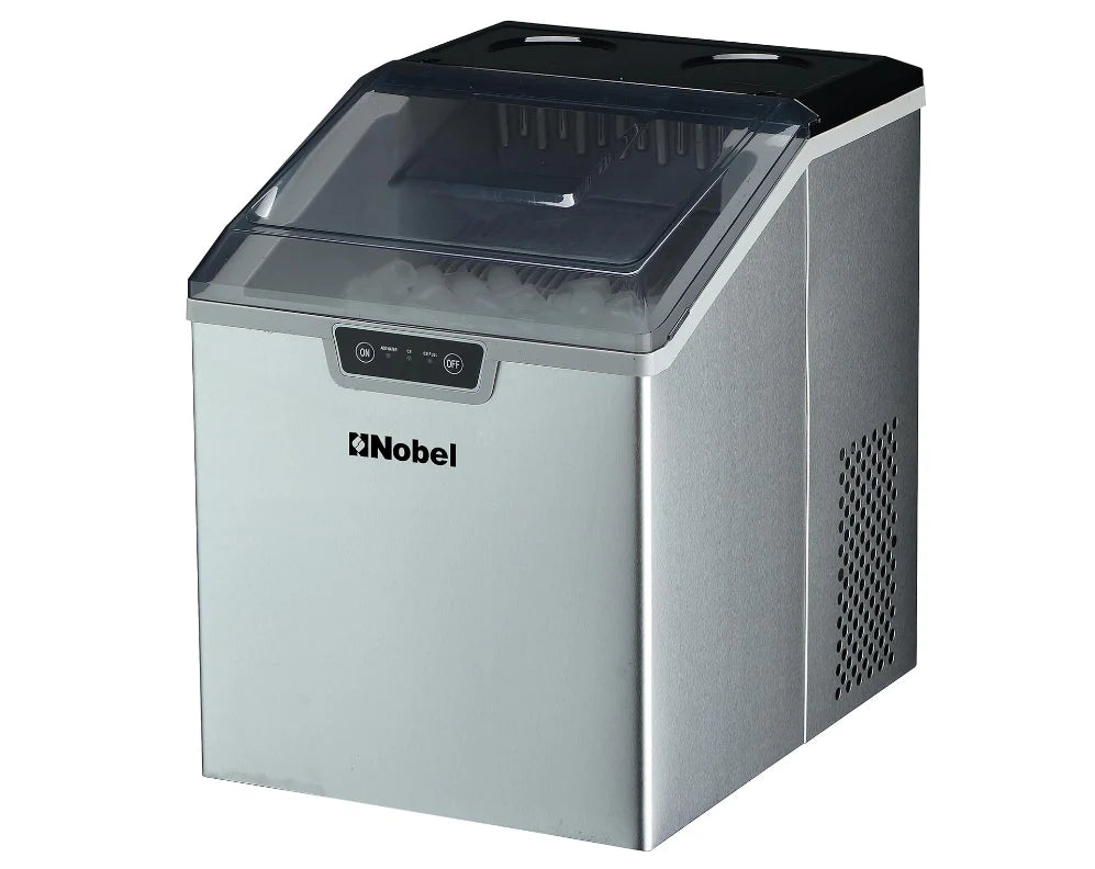 NIM24 Stainless Steel Countertop Ice Maker – 15–18KG/Day Bullet Ice Machine with 2.4KG Storage Bin
