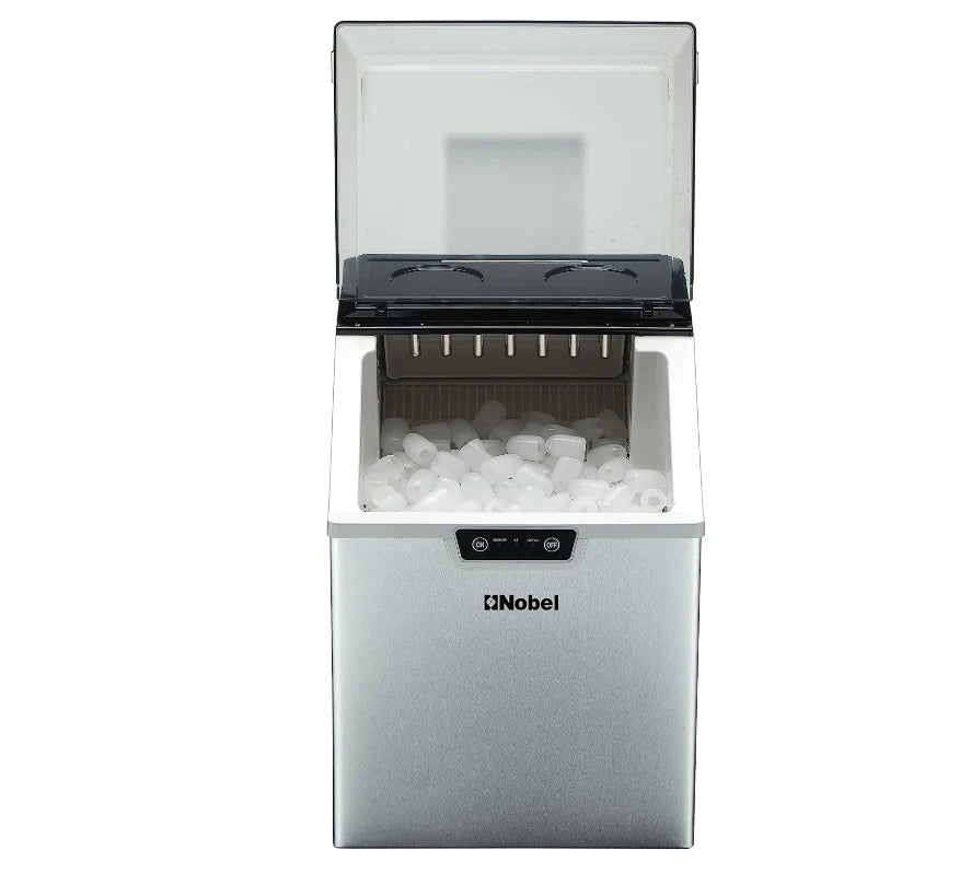 NIM24 Stainless Steel Countertop Ice Maker – 15–18KG/Day Bullet Ice Machine with 2.4KG Storage Bin