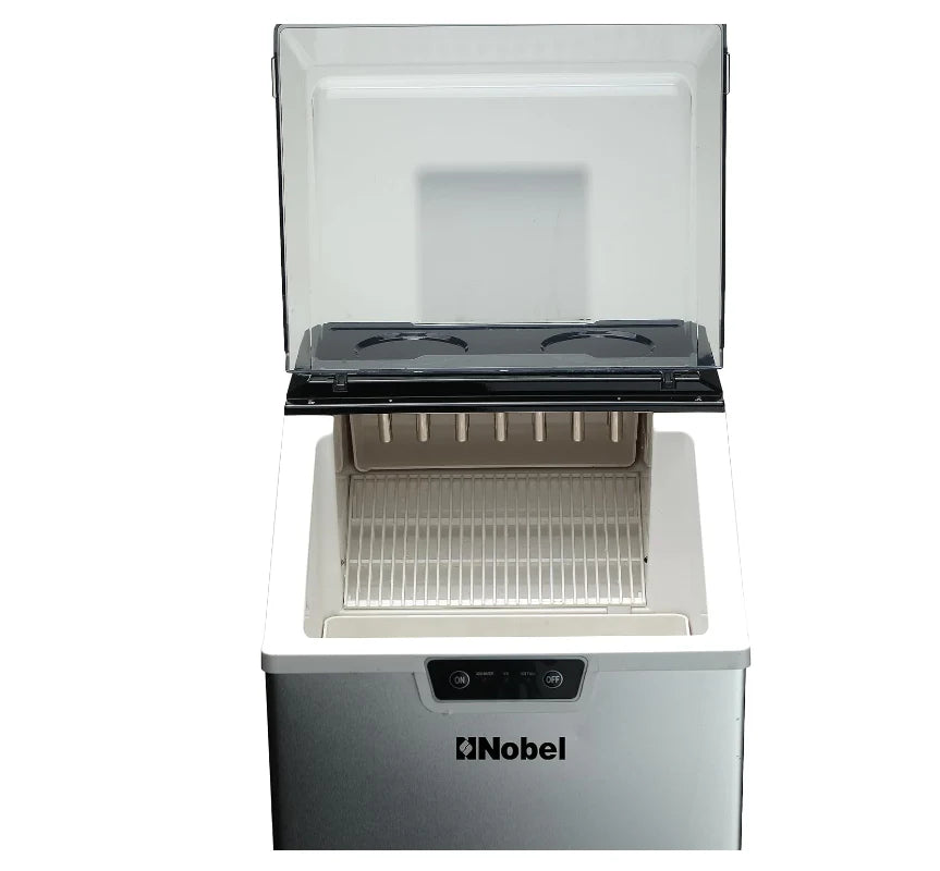 NIM24 Stainless Steel Countertop Ice Maker – 15–18KG/Day Bullet Ice Machine with 2.4KG Storage Bin