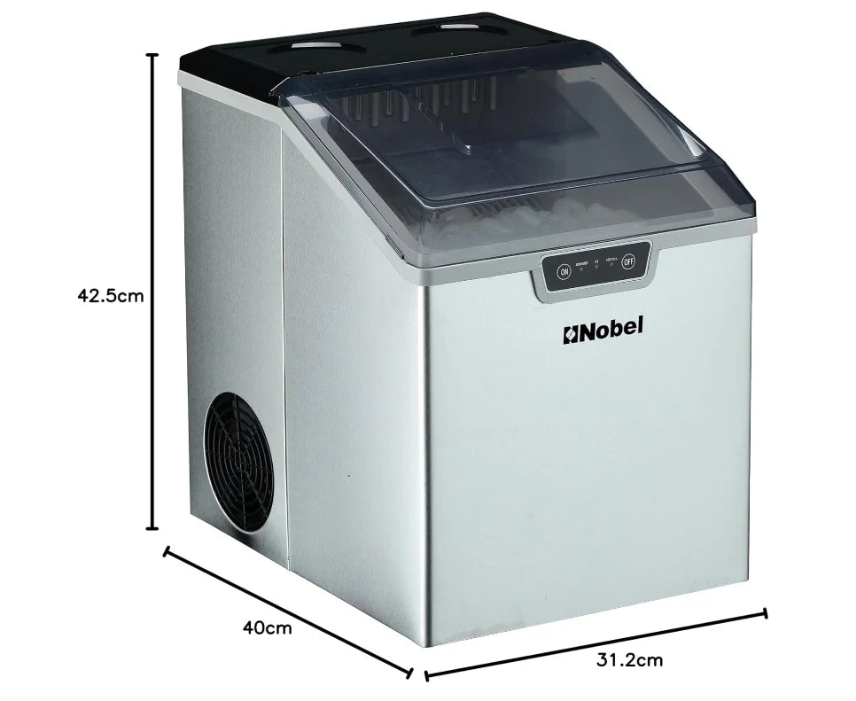 NIM24 Stainless Steel Countertop Ice Maker – 15–18KG/Day Bullet Ice Machine with 2.4KG Storage Bin