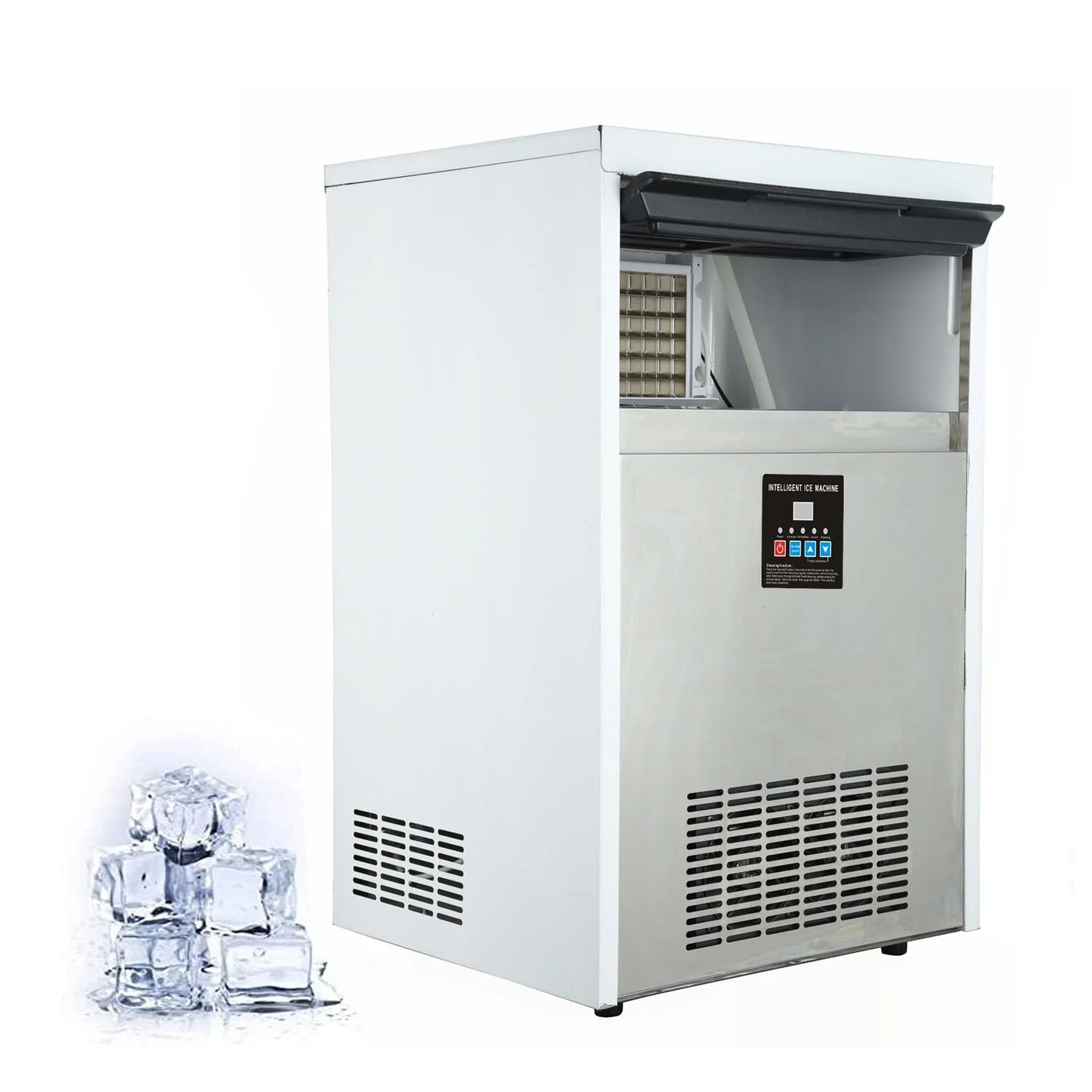 Commercial Ice Maker Machine, 135-145 KGS/24H Stainless Steel under Counter Ice Machine with 20KGS Ice Storage Capacity, for/Restaurant/Bar/Coffee Shop