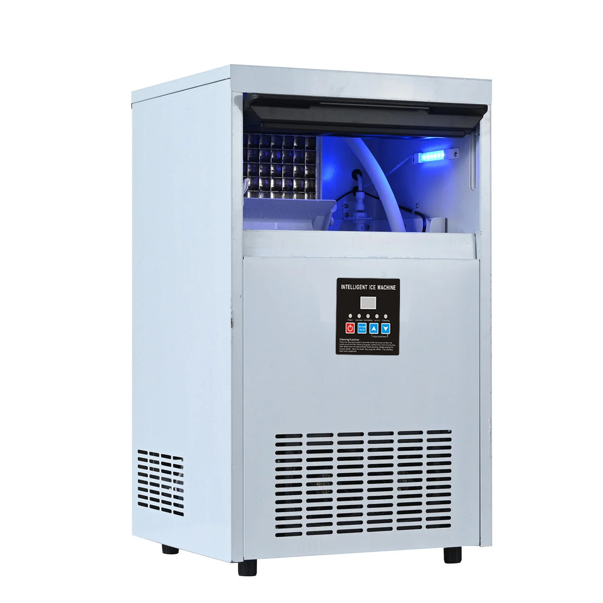 Industrial Ice Machine, High-Efficiency Stainless Steel Ice Maker with 150kg Daily Capacity, Blu-ray Sterilization, and Smart Controls