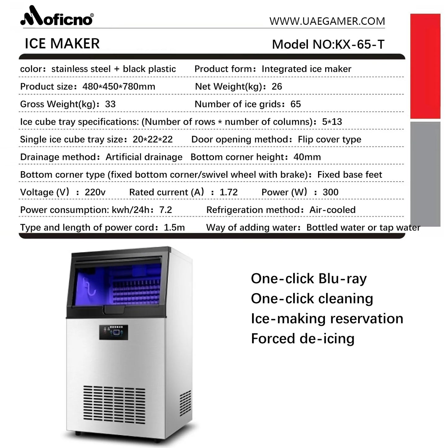 Integrated Ice Maker Machine, 100-110KGS/24H Stainless Steel Under Counter ice Machine with 15KGS Ice Storage Capacity, Freestanding Ice Maker