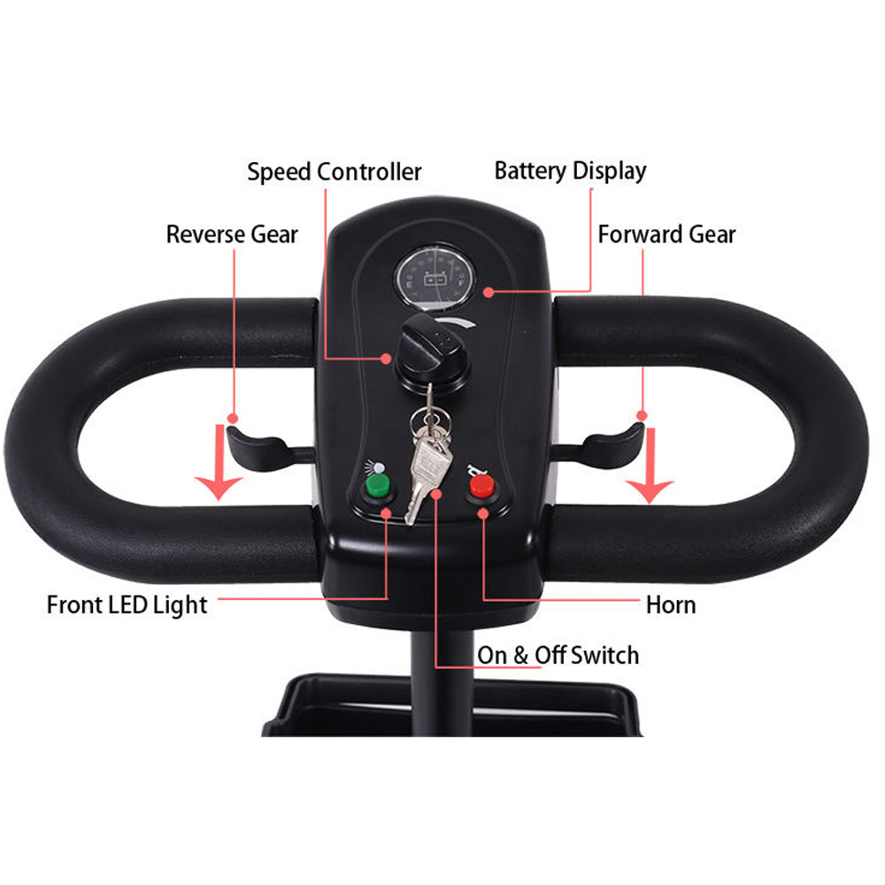 X-02 4 Wheel Electric Scooter Portable Electric Wheelchair Leg Scooter for Adult Seniors, Open Armrest, Swivel Seat