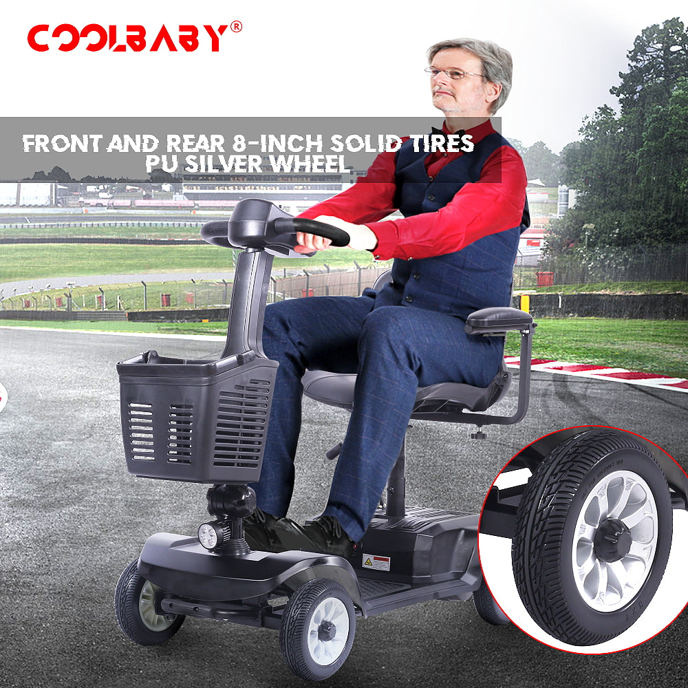 X-02 4 Wheel Electric Scooter Portable Electric Wheelchair Leg Scooter for Adult Seniors, Open Armrest, Swivel Seat