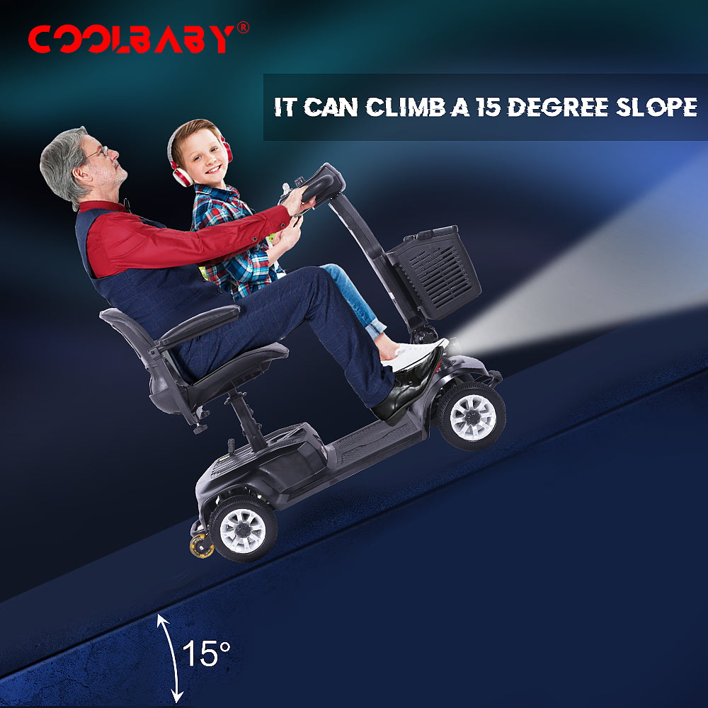 X-02 4 Wheel Electric Scooter Portable Electric Wheelchair Leg Scooter for Adult Seniors, Open Armrest, Swivel Seat