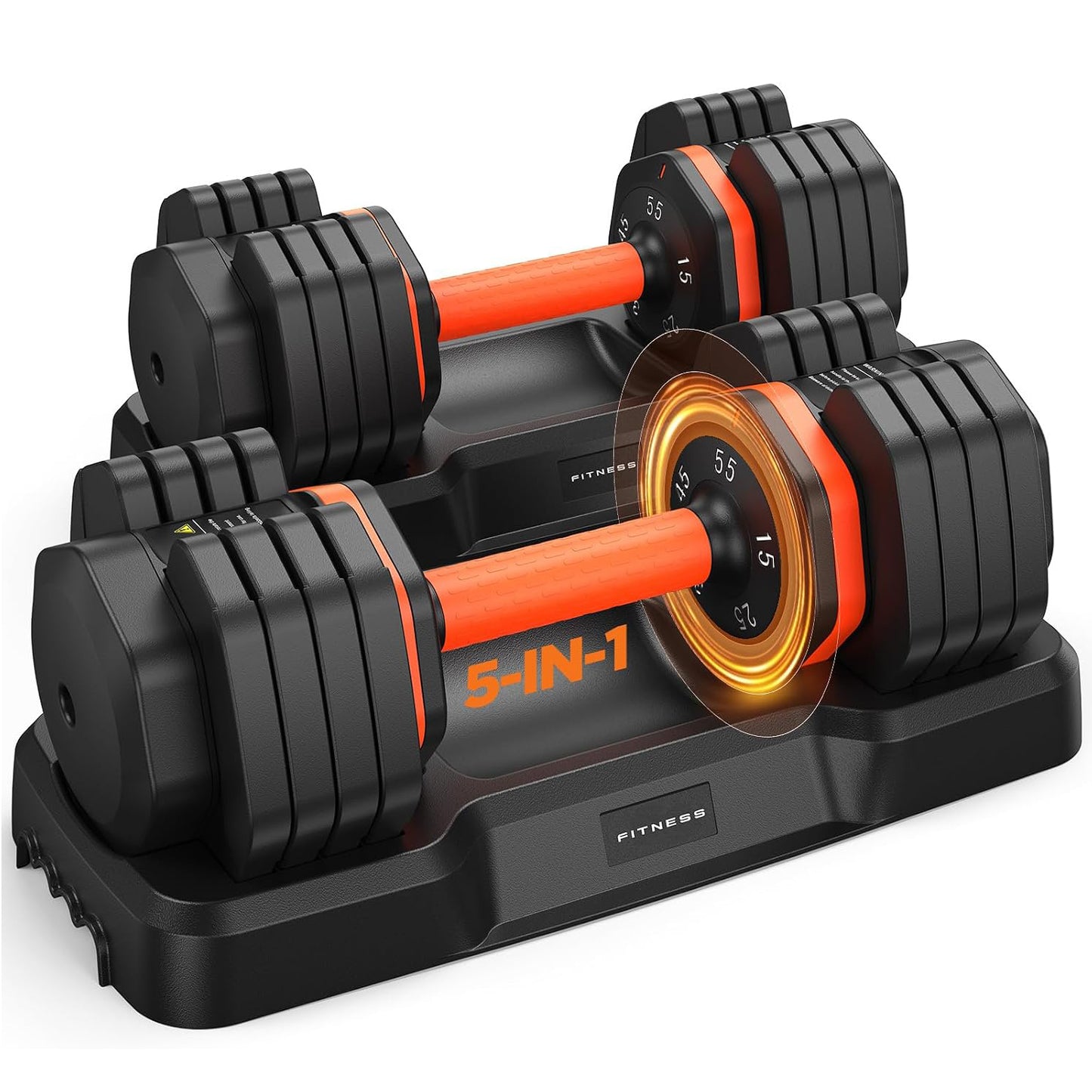 55lbs Weights Dumbbell Set with Storage Box, Updated Adjustable Dumbbell Set of 2, 55lbs Adjustable