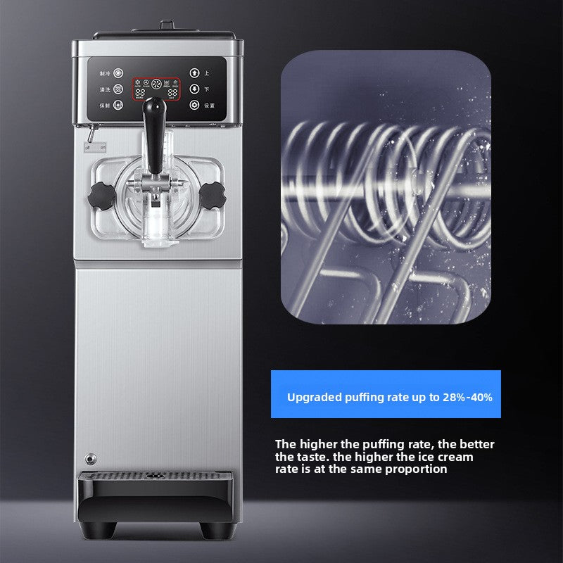 High Quality Single Head Soft Serve Ice Cream Machine for Commercial Use Commercial Soft Ice Cream Machine Stainless Steel Soft Stall Household Milk Slurry Small Cone Ice Cream Machine Electric