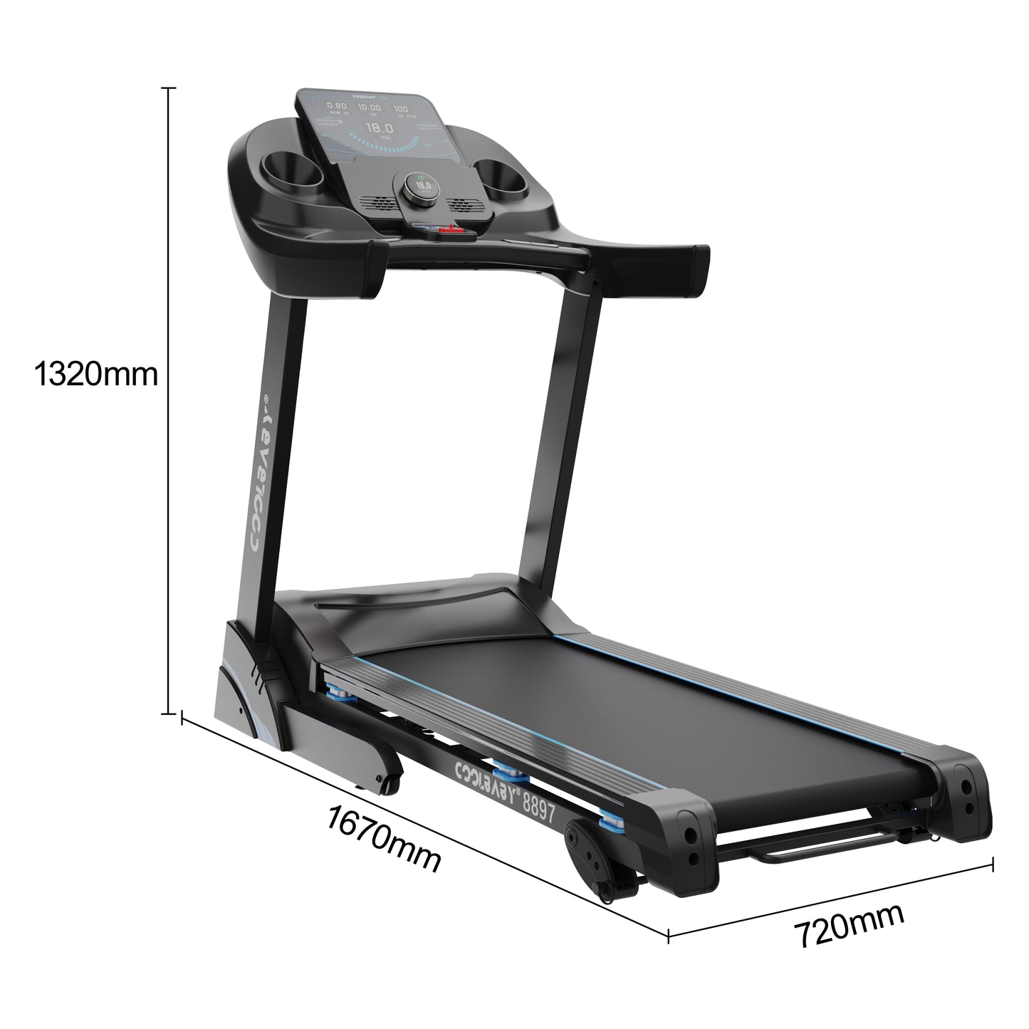 COOLBABY Folding Treadmill, Manual Incline Running Machine with 12 Preset Program, LCD Monitor & Heart Rate Sensor Exercise Equipment