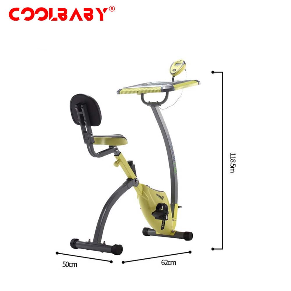 COOLBABY Home Exercise Bike, Super Quiet, Two-way Folding, Magnetic Control, Spinning Bike, With a Computer Desk