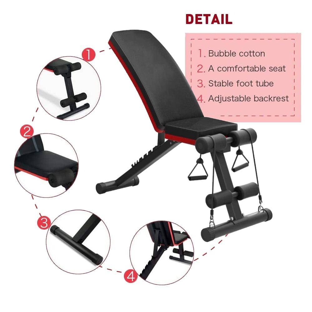 COOLBABY JSY189 Black Foldable Weight Bench with Adjustable Backrest - COOL BABY