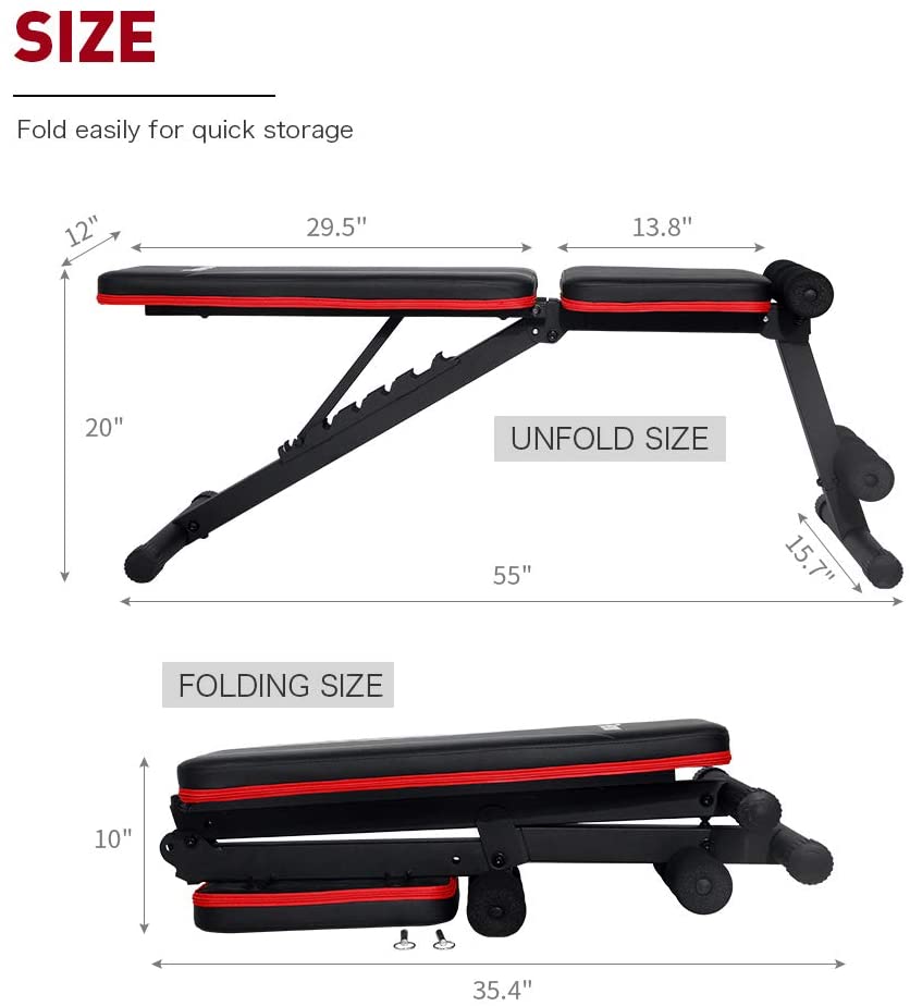 COOLBABY JSY189 Black Foldable Weight Bench with Adjustable Backrest - COOL BABY