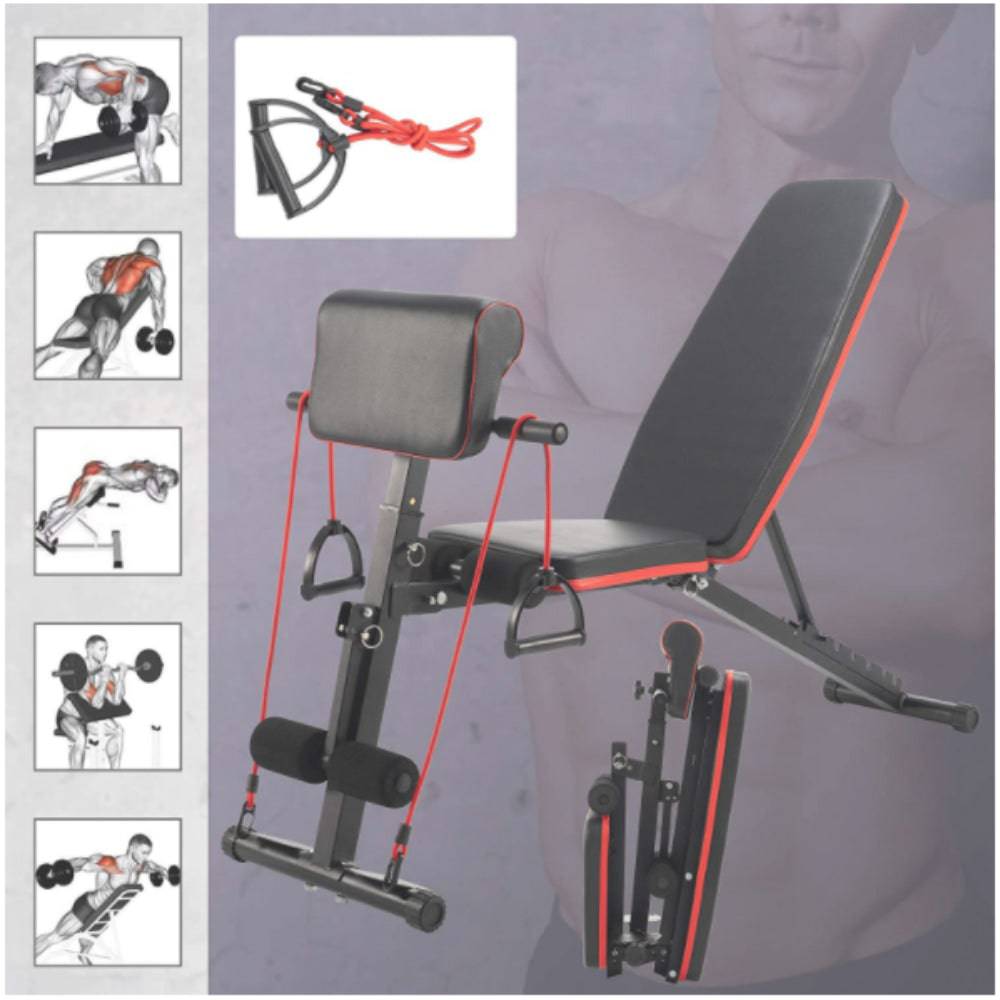 COOLBABY JSY189 Black Foldable Weight Bench with Adjustable Backrest - COOL BABY