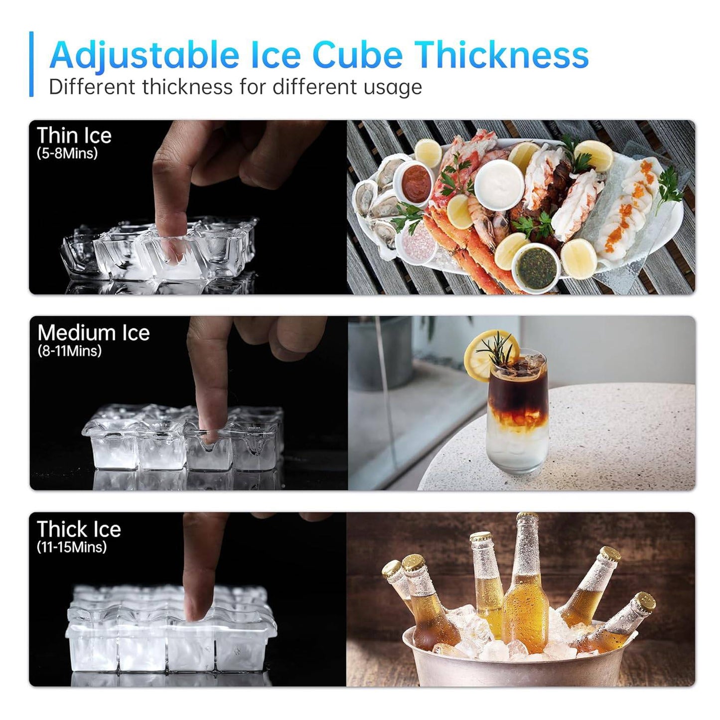 Commercial Ice Maker Machine 250KG/300KG/350KG per 24 Hours – Freestanding Stainless Steel Ice Machine with 220KG Storage for Restaurants, Cafés, Bars & Hotels