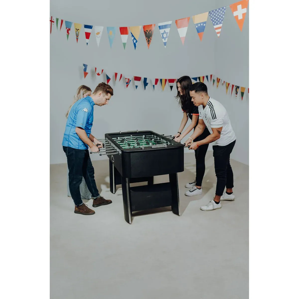 Steel Chromed Foosball Soccer Table | Modern MDF Football Game Table 125 x 145 x 90 cm
