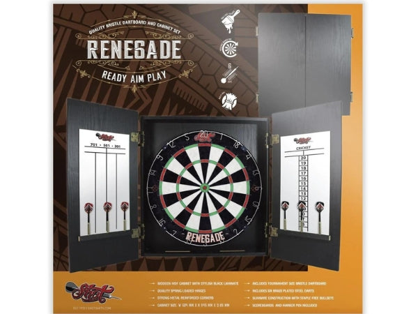 Shot Darts Renegade Dartboard & Cabinet Set