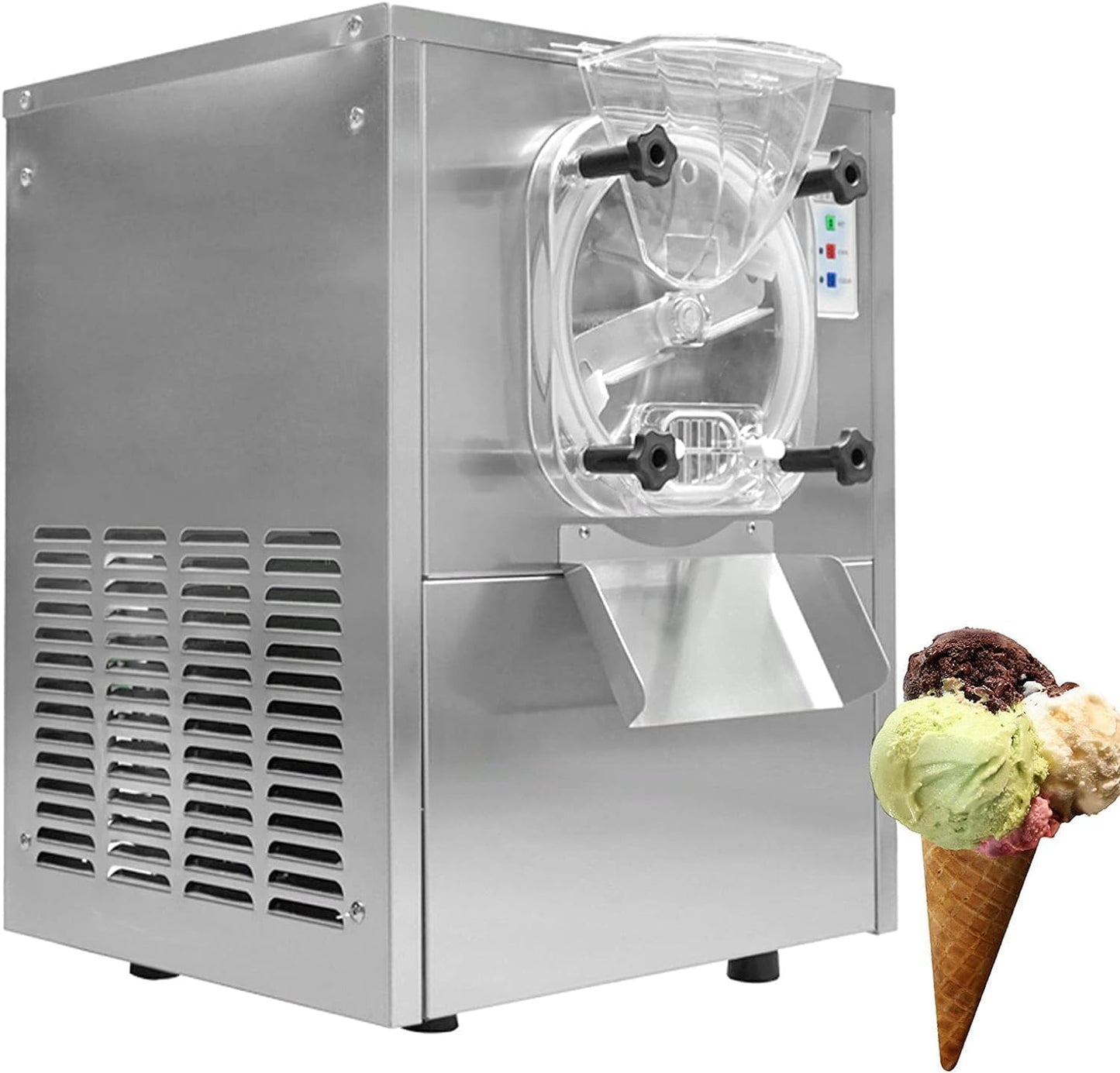 COOLBABY Commercial Desktop Ice Cream Making Machine, Gelato, Stainless Steel, 5.3 Gal/H, 1400W