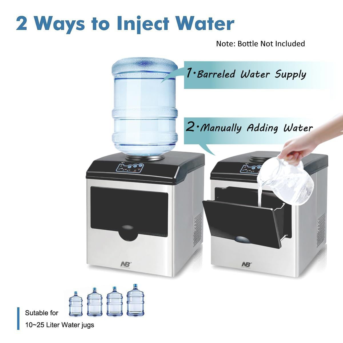 NB 2 in 1 Stainless Steel Ice Maker Machine with Cold Water Dispenser - COOLBABY
