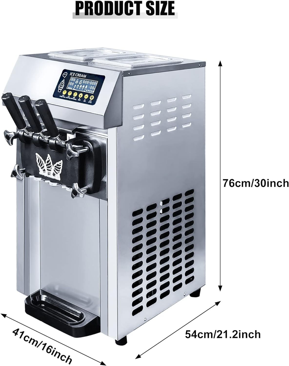 Ice Cream Maker 3 Flavors-Create Homemade Frozen Desserts, Frozen Yogurt, 3L Bowl/1.8L Home Kitchen Commercial