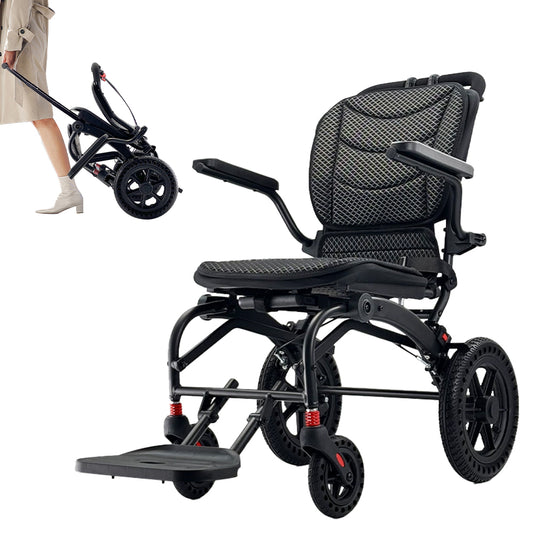 Ergonomic Manual Wheelchair Foldable Lightweight Wheelchair with Pull Rod for Elderly 9KG Aluminum Alloy Travel Wheelchair