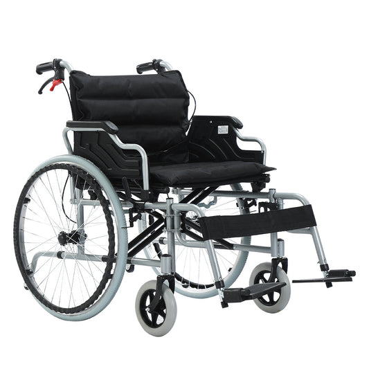 COOLBABY 24 Inch 56CM Wide Seat Wheelchair for Adults and Seniors, 300 Lb Weight Capacity, Portable, Folding and Double-Layer Thickened Cushion