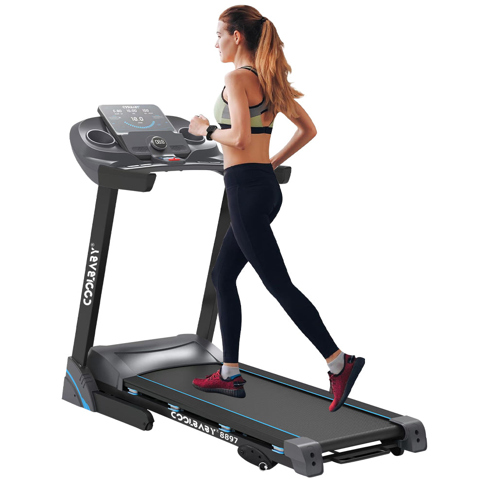COOLBABY Folding Treadmill, Manual Incline Running Machine with 12 Preset Program, LCD Monitor & Heart Rate Sensor Exercise Equipment