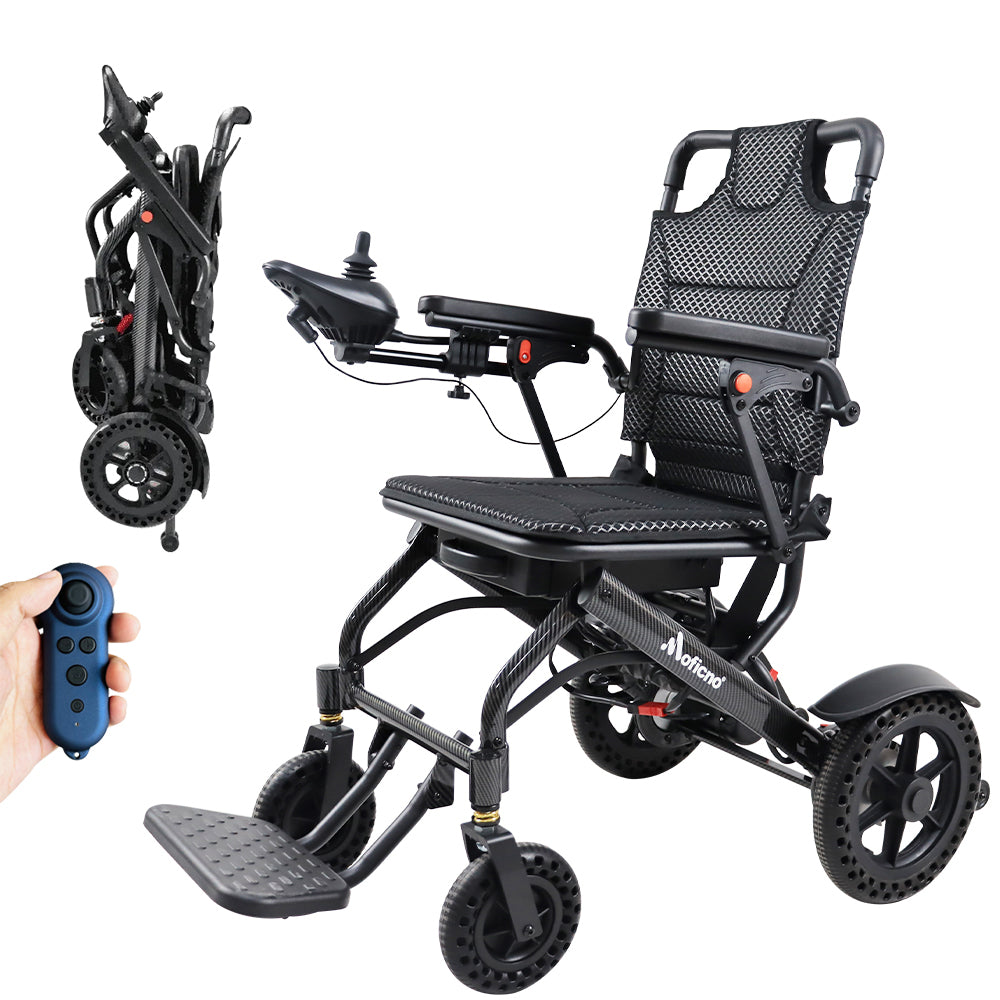Carbon Fiber Coated Lightweight 15.6kg Electric Wheelchair Automatic Wheelchair Travel for Adults, Seniors Compact Portable Airline Approved