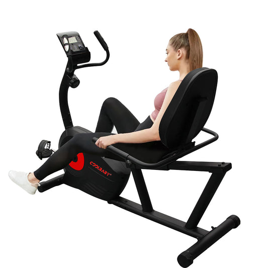 COOLBABY Exercise Bikes Stationary Indoor Recumbent Bikes with Backrest,Magnetic Stationary Bike,8 Levels Resistance