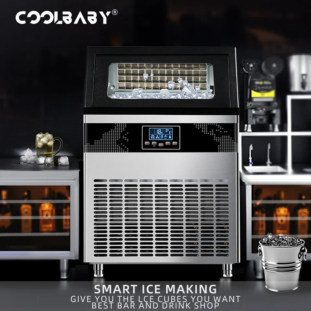 Commercial Ice Maker Machine 120KG / 150KG / 200KG per Day – Fully Automatic Cube Ice Machine with 40KG Storage for Restaurants, Cafes & Hotels