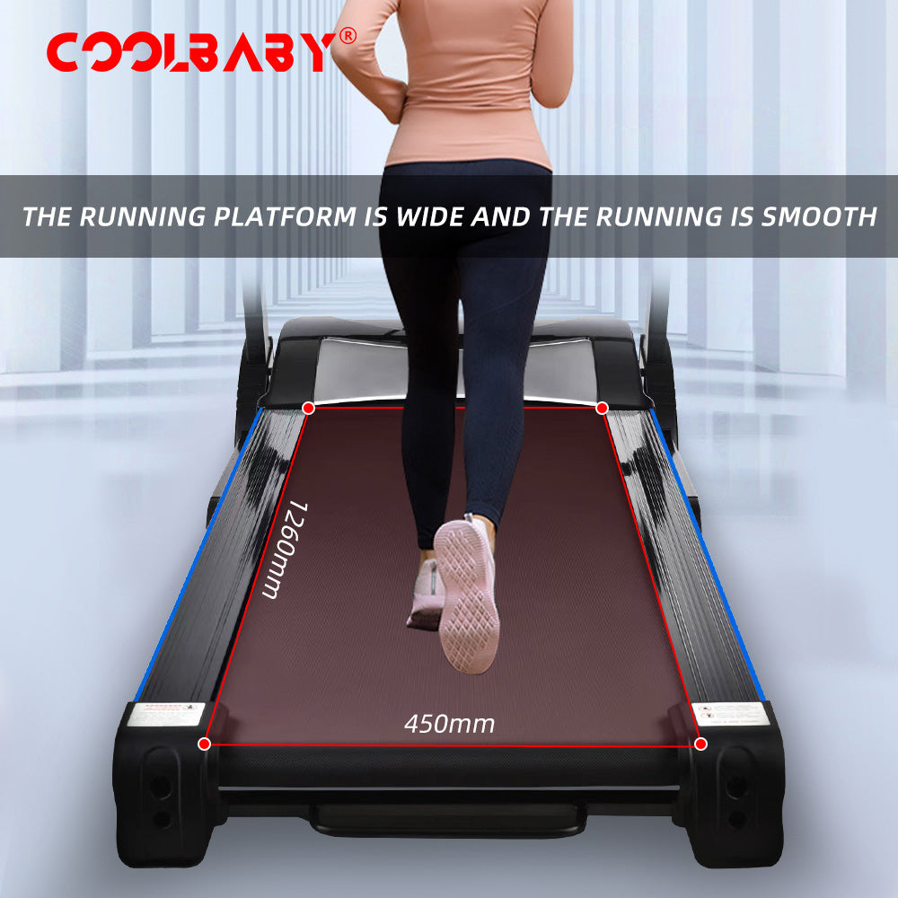 COOLBABY Folding Treadmill, Manual Incline Running Machine with 12 Preset Program, LCD Monitor & Heart Rate Sensor Exercise Equipment