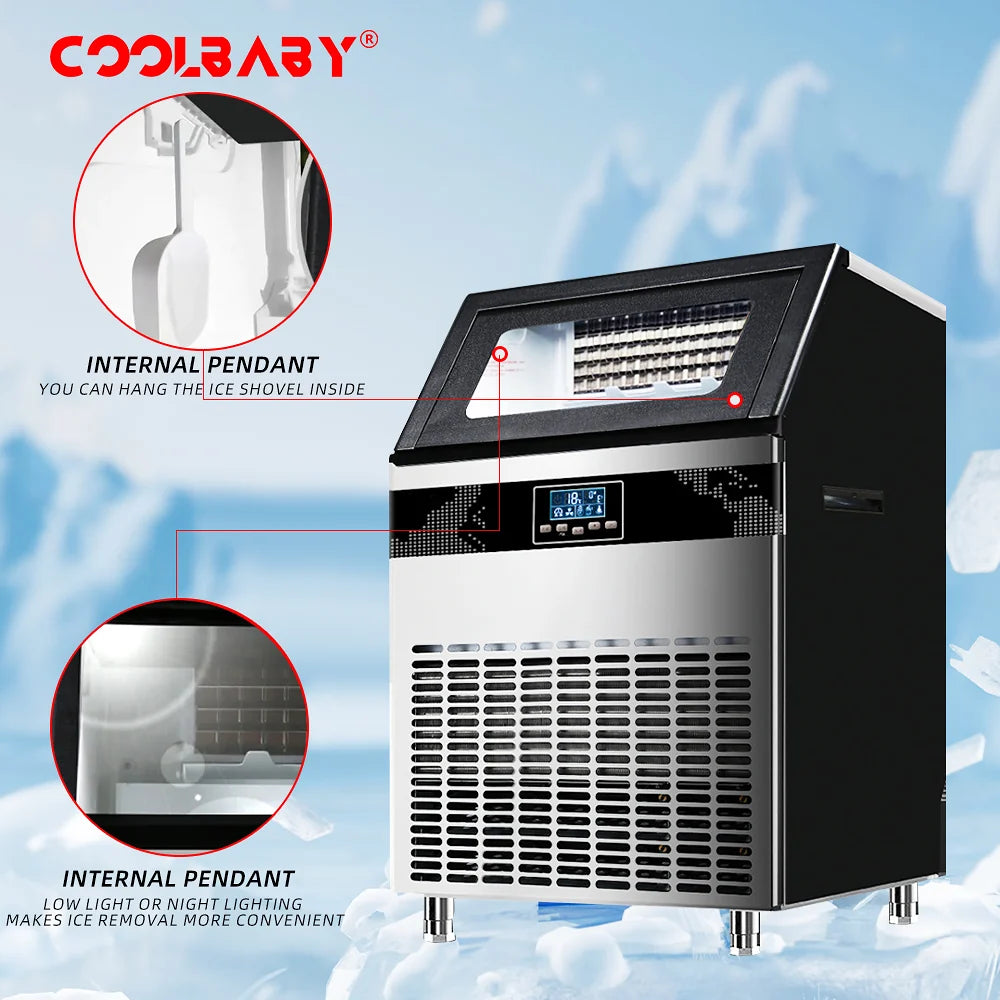 Commercial Ice Maker Machine 120KG / 150KG / 200KG per Day – Fully Automatic Cube Ice Machine with 40KG Storage for Restaurants, Cafes & Hotels