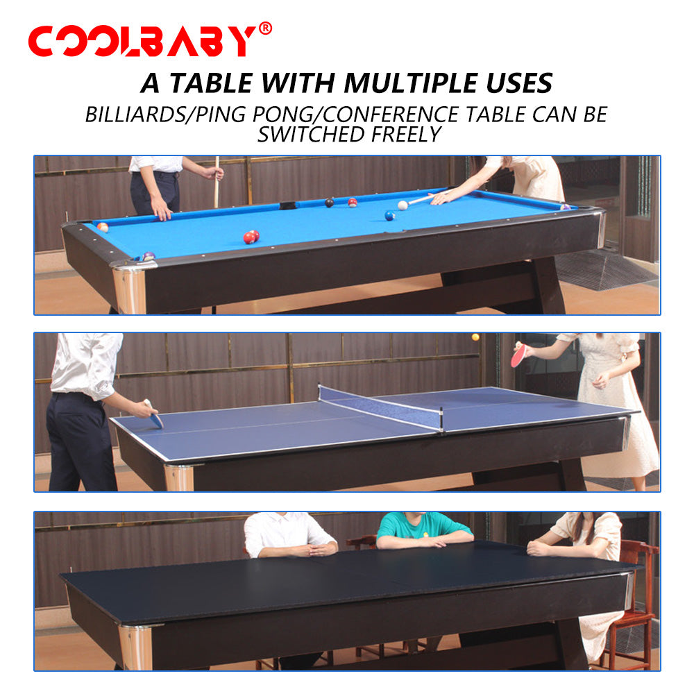 6FT Billiards Table, 3 in 1 Professional Billiard Pool Tables Set for Family Game Room