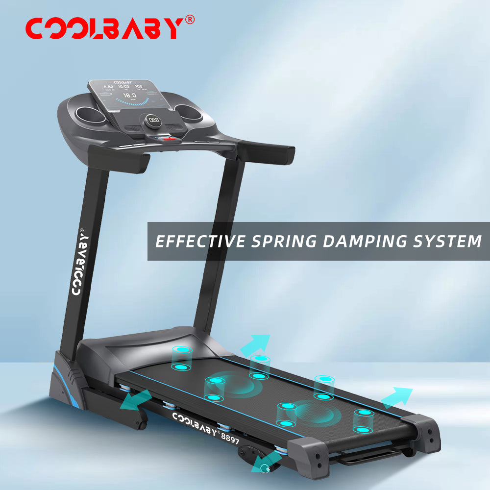 COOLBABY Folding Treadmill, Manual Incline Running Machine with 12 Preset Program, LCD Monitor & Heart Rate Sensor Exercise Equipment