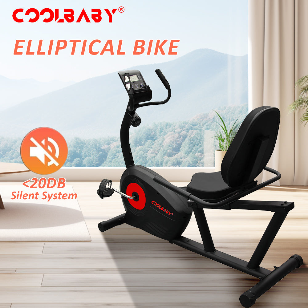 COOLBABY Exercise Bikes Stationary Indoor Recumbent Bikes with Backrest,Magnetic Stationary Bike,8 Levels Resistance