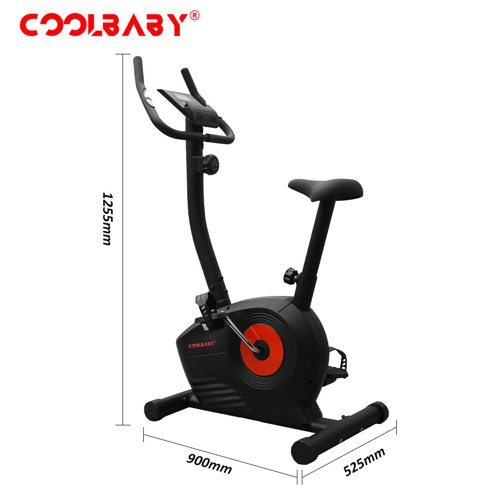 COOLBABY Home Fitness Exercise Bike with 8 Levels Adjustable Magnetic Resistance,Indoor Upright Bike for Cardio Workout,WQSJ-JSC03